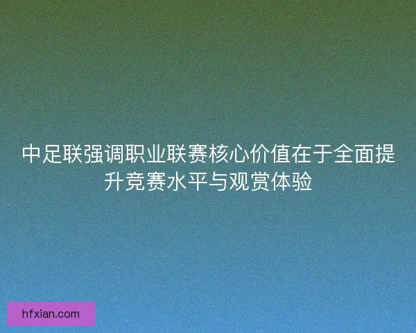 中足联强调职业联赛核心价值在于全面提升竞赛水平与观赏体验
